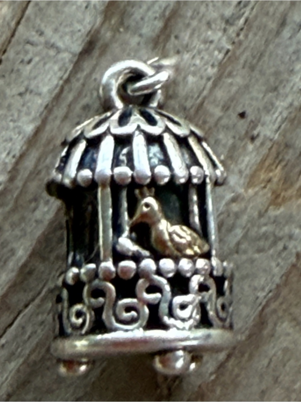 Pandora retired Song Bird charm 925 14kt bird cage